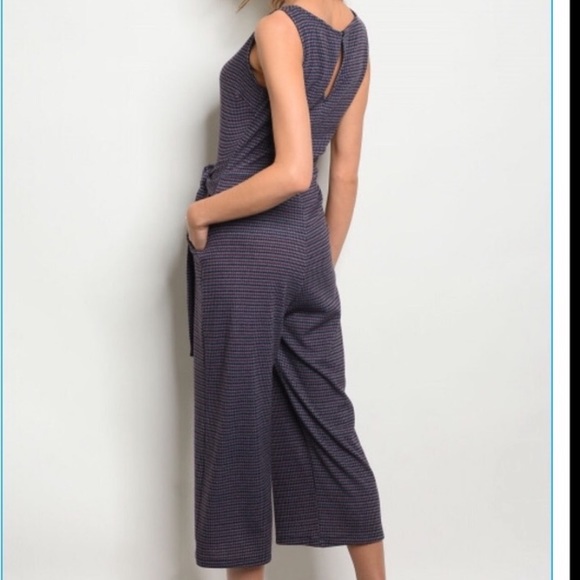 A Girl Thing Pants & Jumpsuits Bluered Knit Romper Jumpsuit